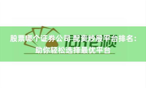 股票哪个证券公司 配资炒股平台排名:助你轻松选择最优平台